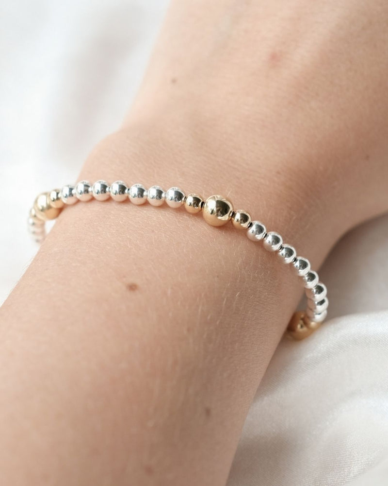 4MM & 6MM ALTERNATING SILVER AND GOLD FILLED BEADS