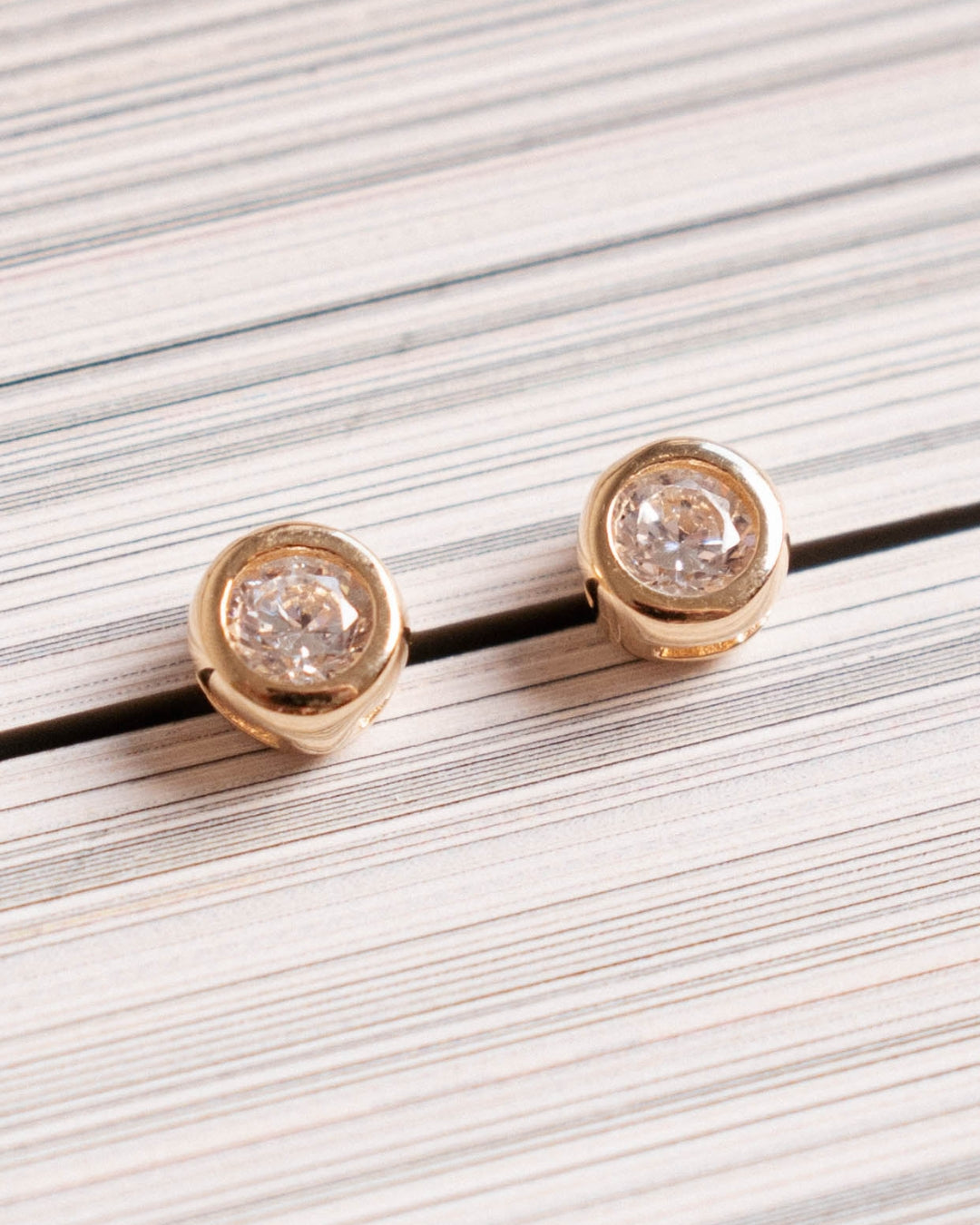14K Gold Diamond in bezel setting Baby