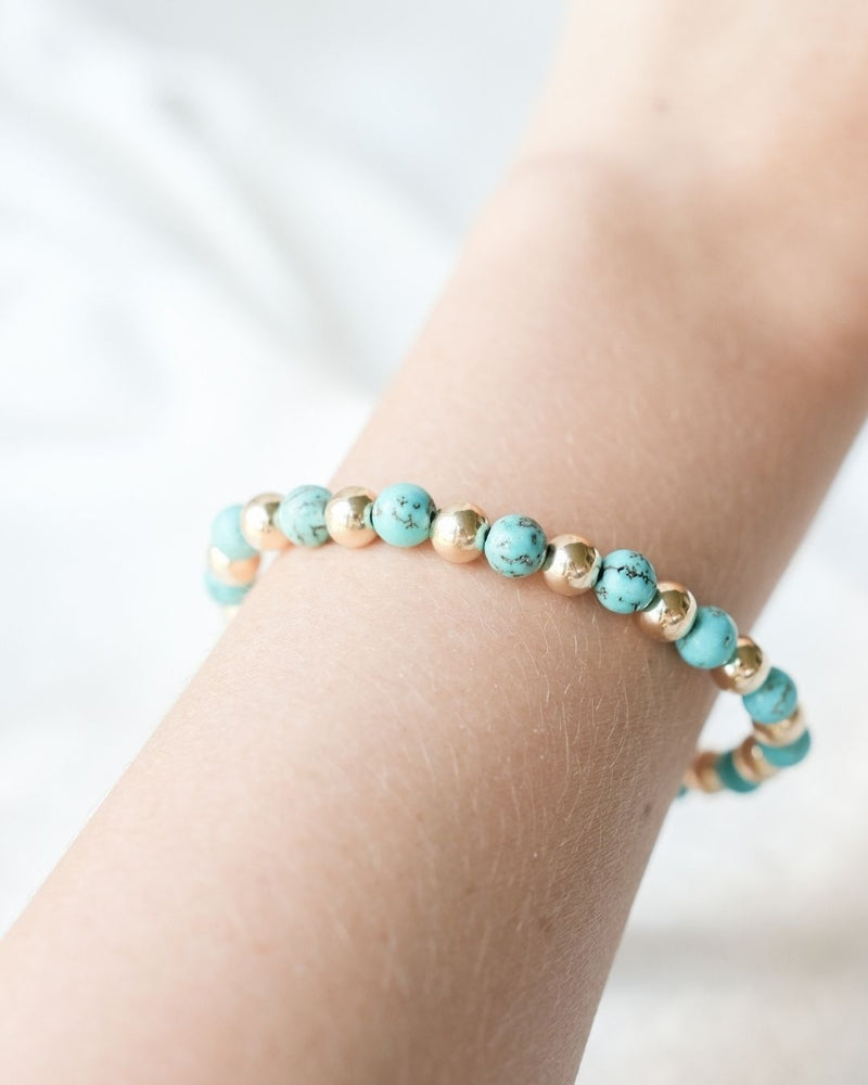 6MM ALTERNATING GOLD FILLED & HOWLITE BRACELET