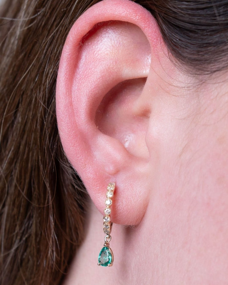 EMERALD DROP PEAR HOOP