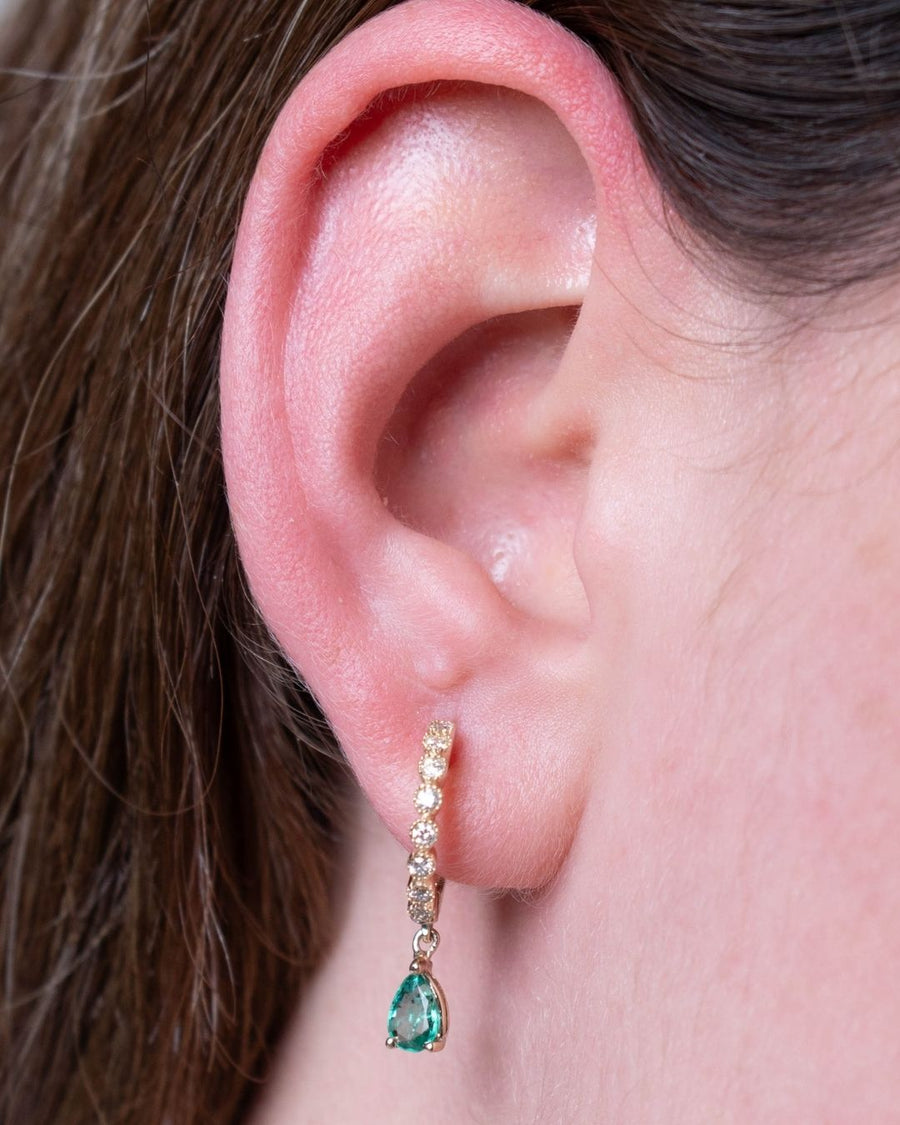 EMERALD DROP PEAR HOOP