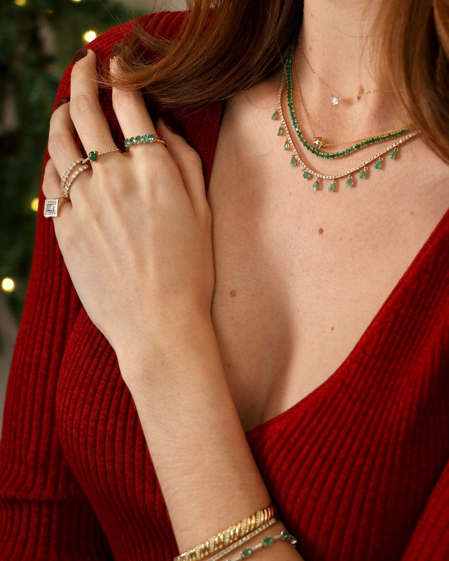 EMERALD PEAR WITH PAVE RING