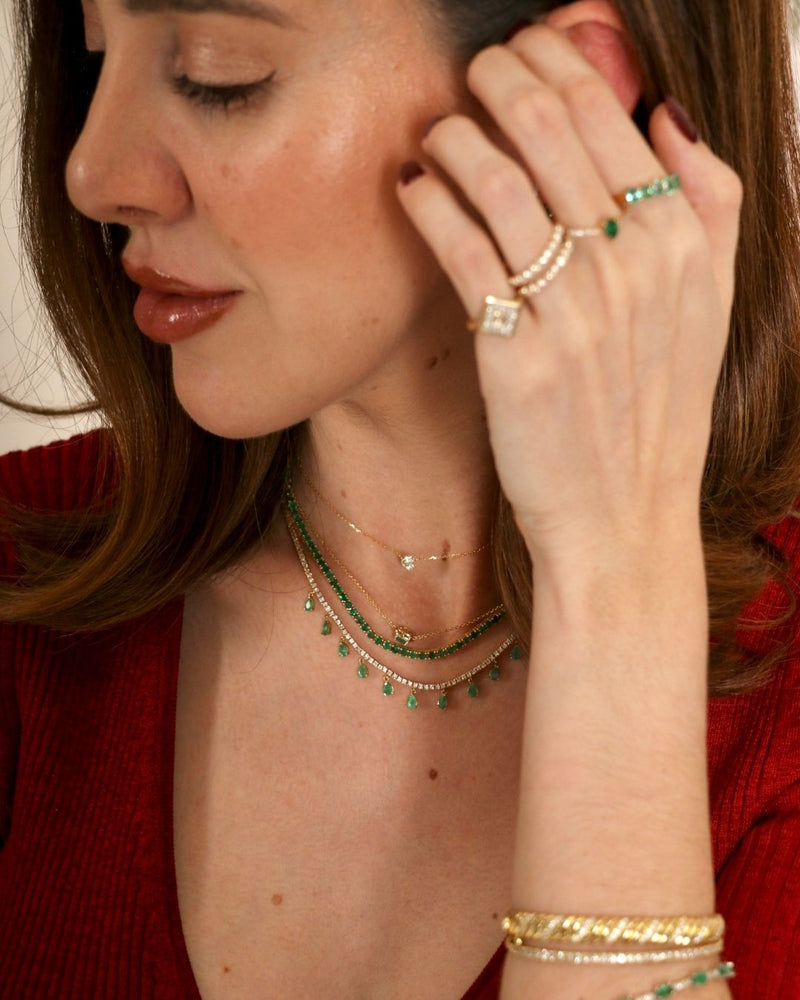 EMERALD PEAR WITH PAVE RING