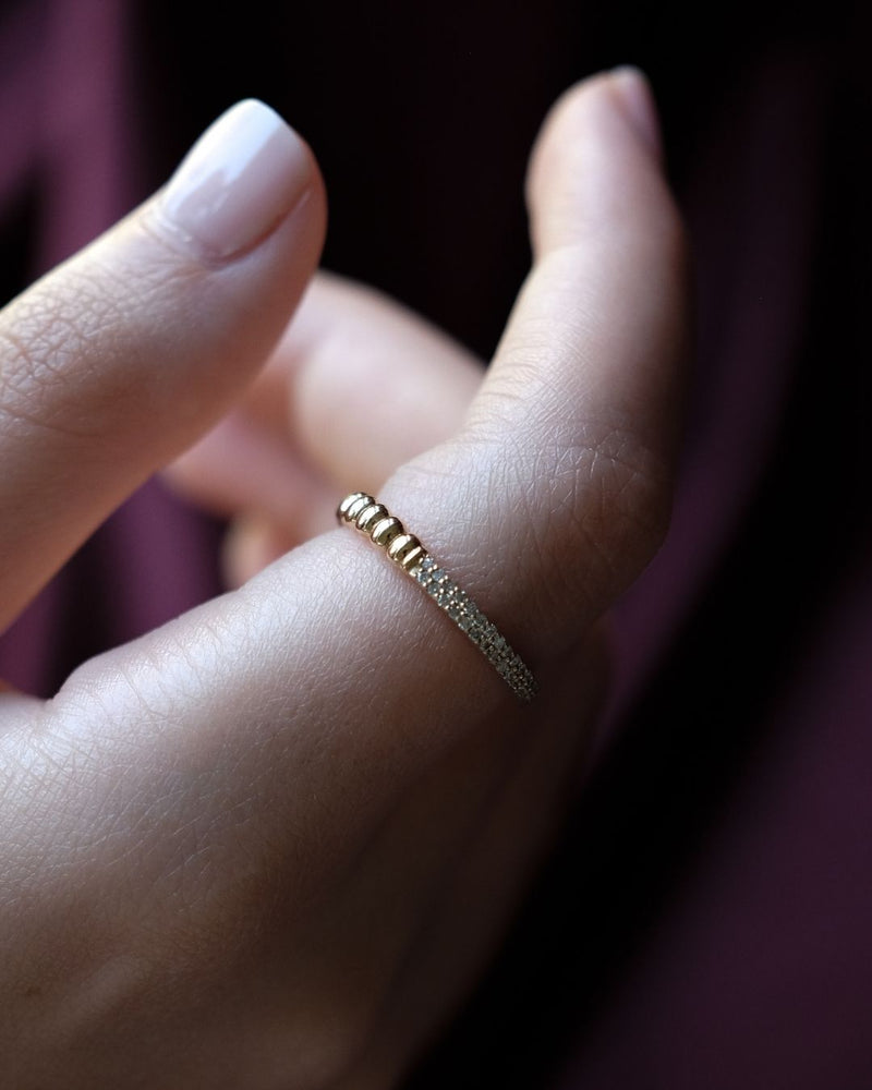 HALF DIAMONDS HALF BEADED RING
