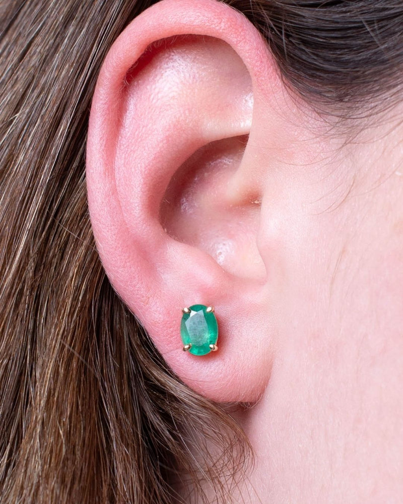 OVAL EMERALD STUDS