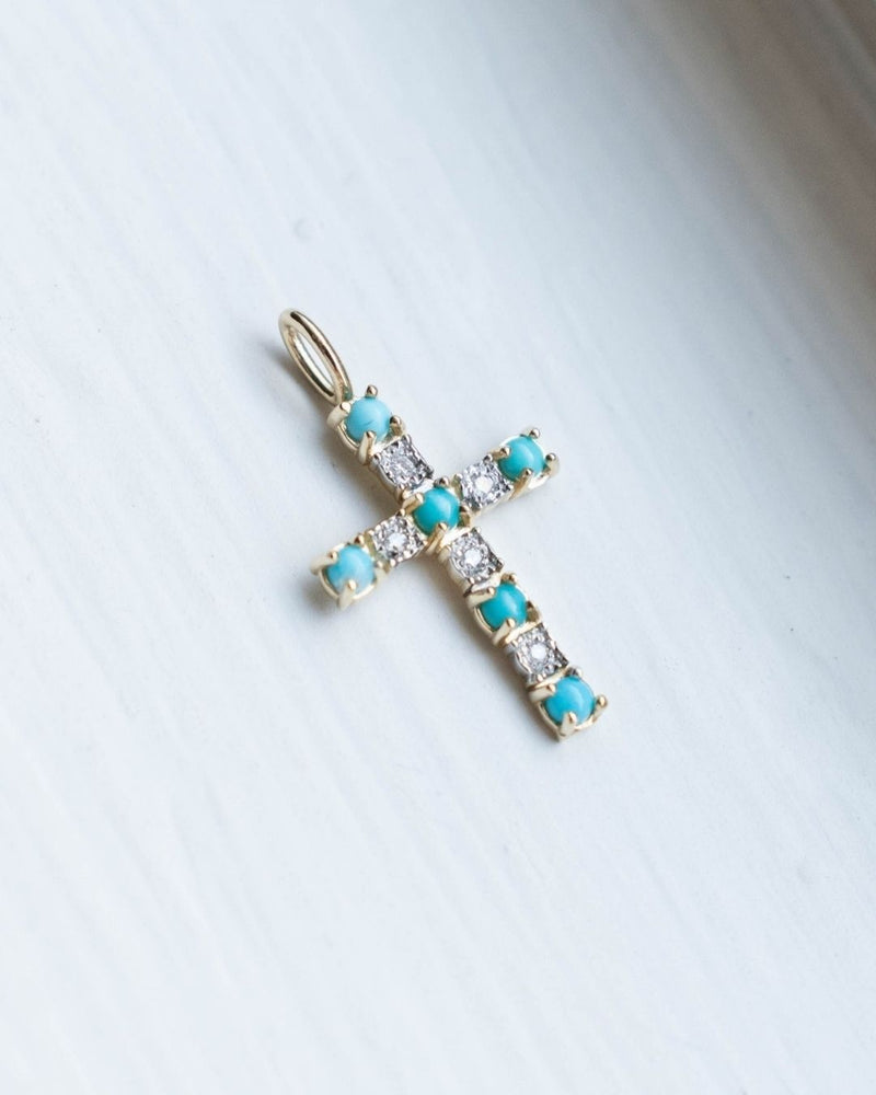 TURQUOISE & DIAMOND CROSS