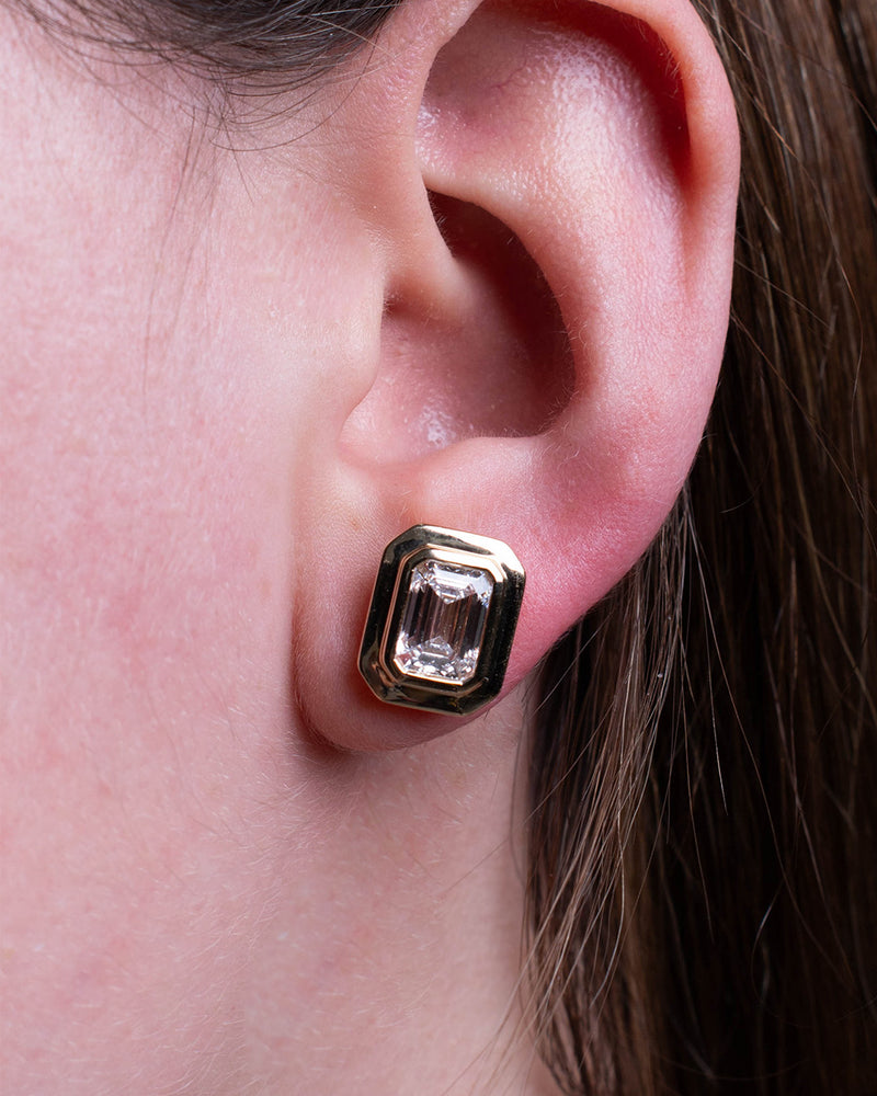RECTANGLE DIAMOND & BEZEL EARRINGS