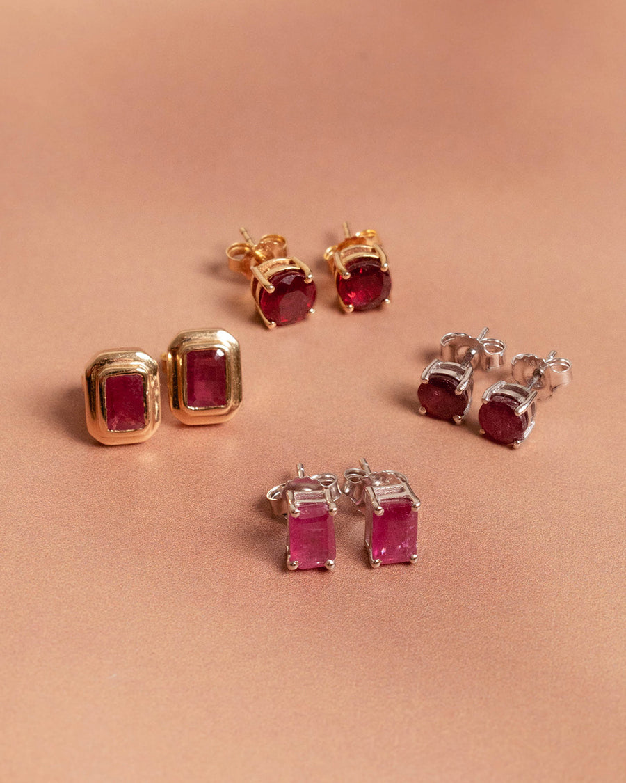 ROUND RUBY STUDS