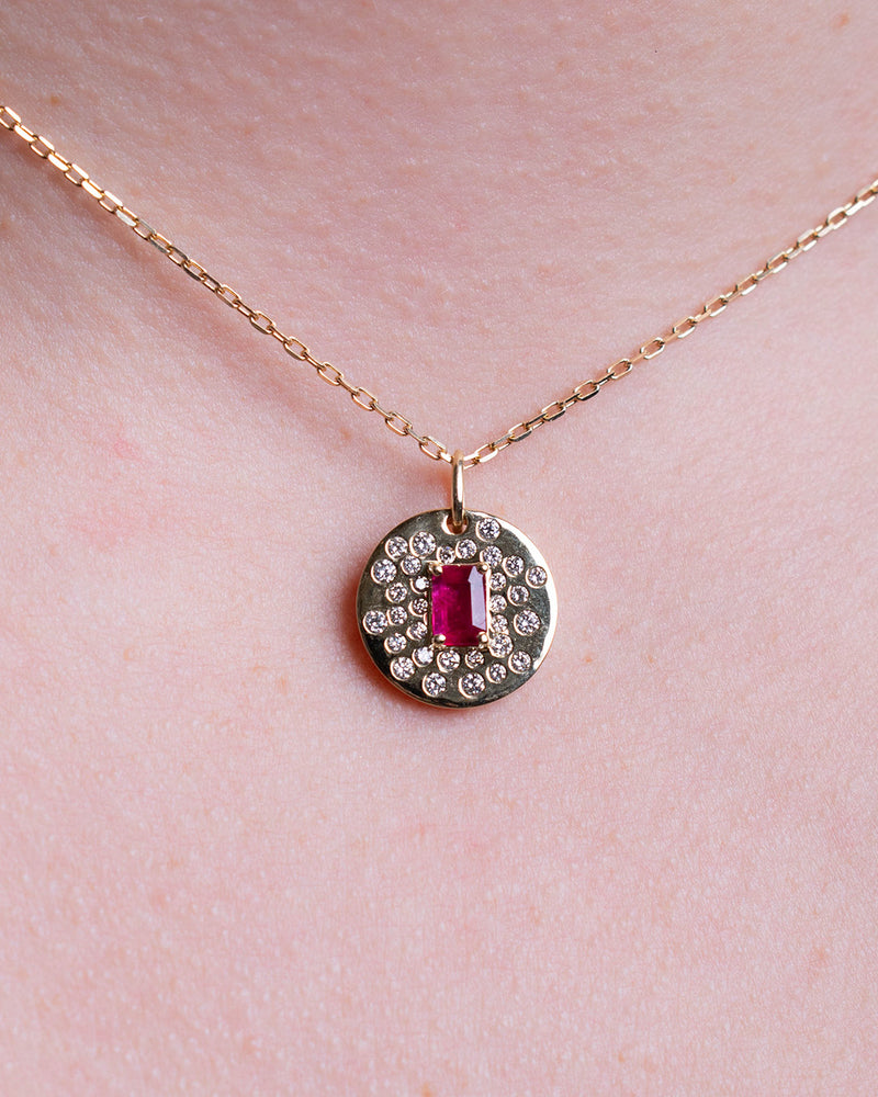 ROUND TAG RUBY NECKLACE