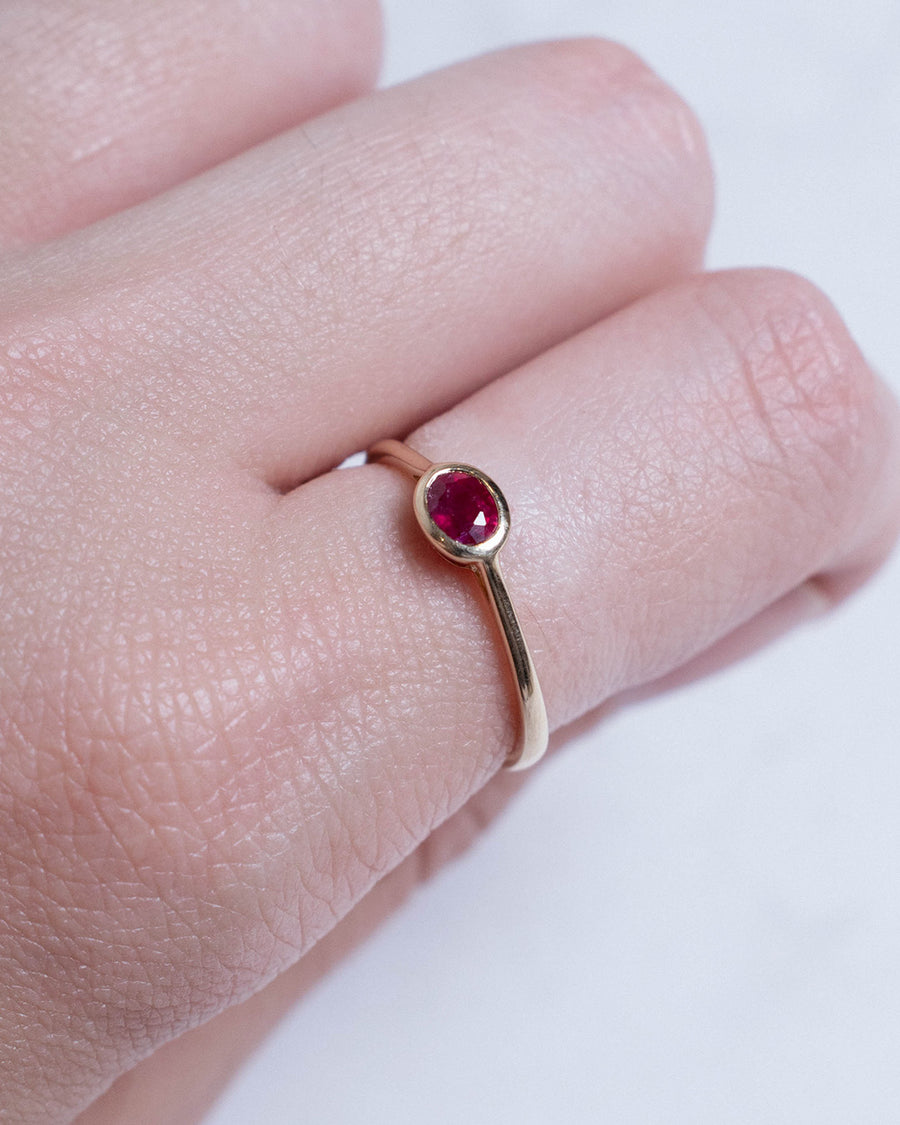 RUBY BEZEL GOLD RING