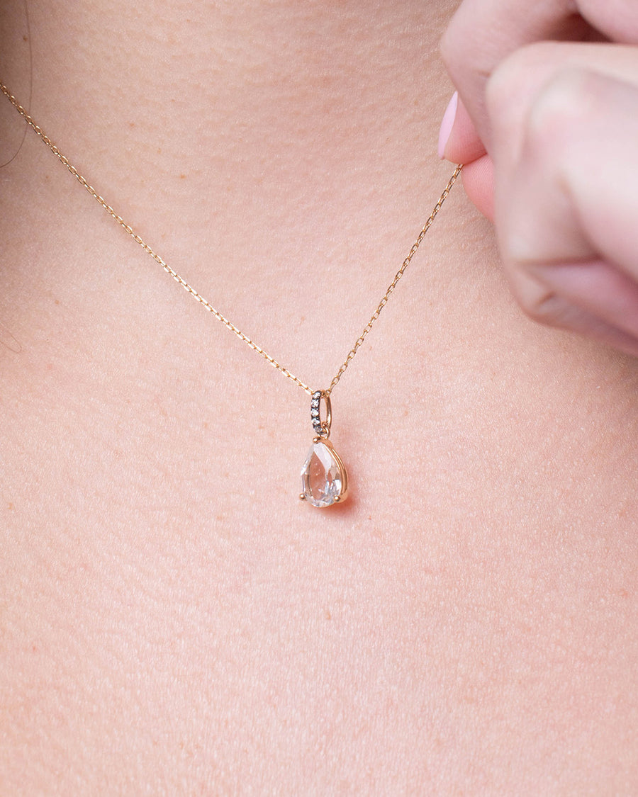 WHITE TOPAZ PENDANT WITH DIAMONDS