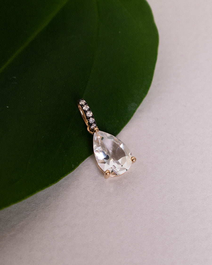 WHITE TOPAZ PENDANT WITH DIAMONDS